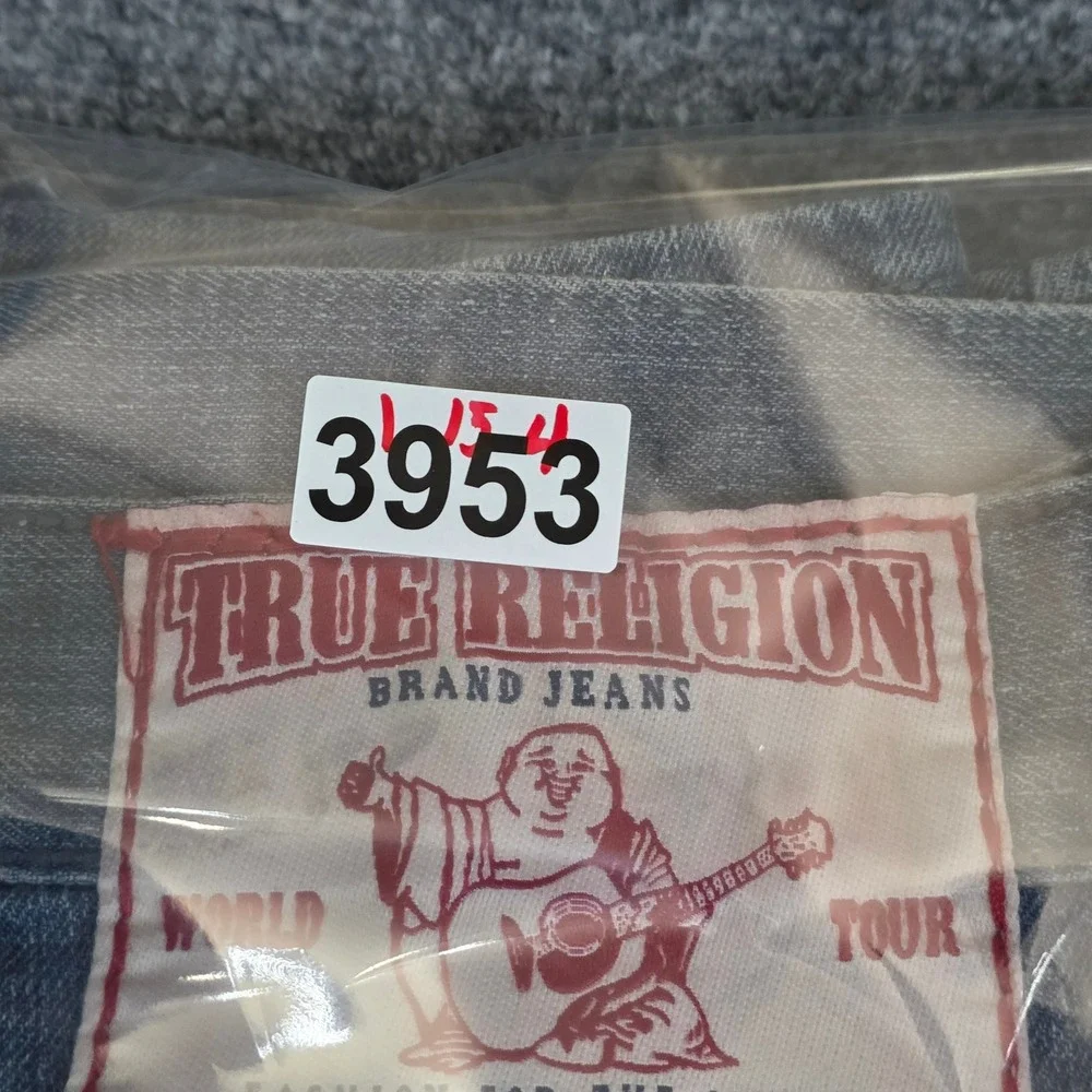 True Religion Joey Super T Flap Pocket Jeans Mens 38X34 Blue Denim Straight USA